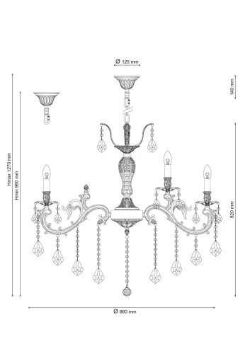 Люстра подвесная BARLETTA 122.10.5 antique Lucia Tucci без плафона на 15 ламп, основание бронзовое в стиле классический  фото 4